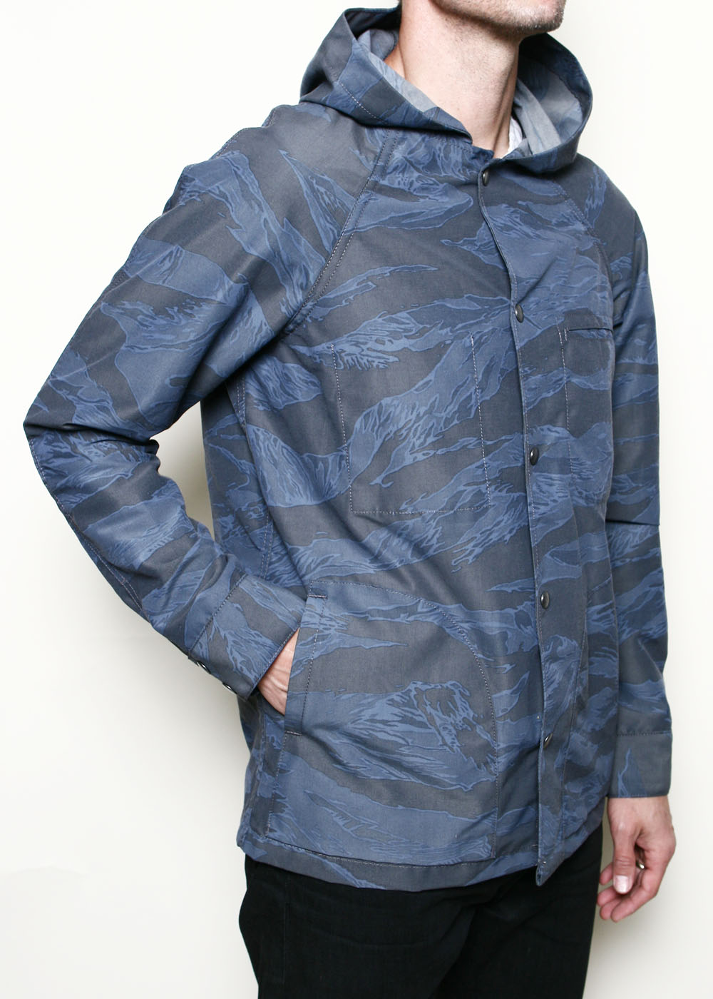 Hooded Supply Jacket // Tiger Camo Blue – Rogue Territory