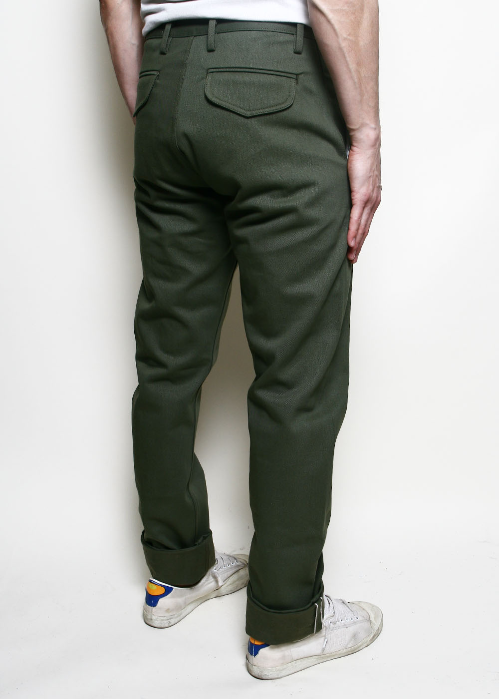 完売 anytee Officer Pants Flannel Stripe M Officer Trousers High // Olive Selvedge – Rogue Territory