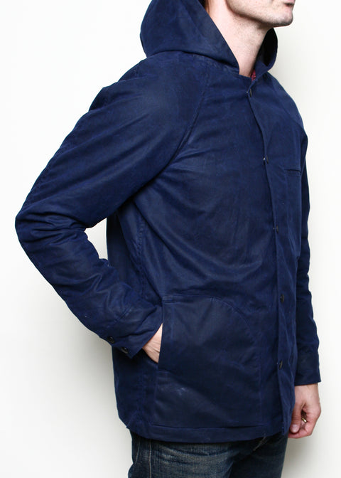 Hooded Ridgeline Jacket // Waxed Navy